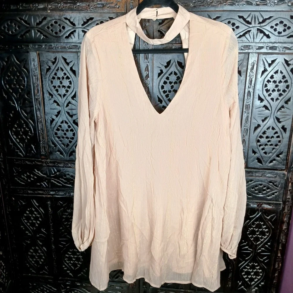 NWT Show Me Your Mumu Blush and Gold Josephine Bell Dress Large Holiday - Picture 2 of 10